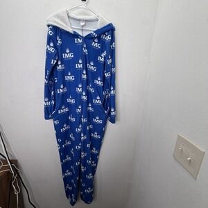 IMG Academy One Piece Pajamas Men's Full Zip Hooded Sherpa Sz Small Cozy Lounge